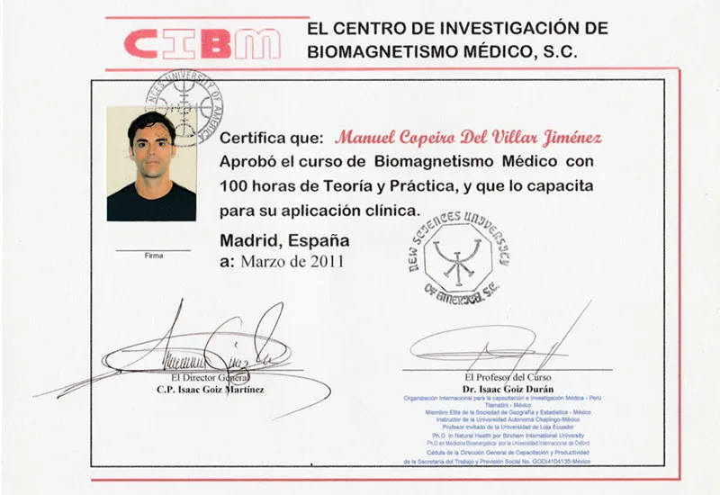 Certificado: par biomagnetico
